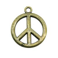 Zinc Alloy Pendants Round antique bronze color plated vintage & peace logo design & Unisex nickel lead & cadmium free 23mm Sold By PC