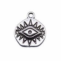 Tibetan Style Pendants, antique silver color plated, vintage & with eye pattern & Unisex, nickel, lead & cadmium free, 15x14mm, Sold By PC