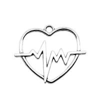 Zinklegierung Herz Anhänger, Elektrokardiographische, plattiert, Vintage & unisex, keine, frei von Nickel, Blei & Kadmium, 24x29mm, verkauft von PC