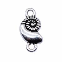 Tibetan Style Connector, Conch, antique silver color plated, vintage & 1/1 loop, nickel, lead & cadmium free, 16x7mm, Sold By PC