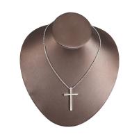 Stainless Steel Jewelry Necklace, 304 Stainless Steel, Cross, Vacuum Ion Plating, fashion jewelry, more colors for choice, 25x42mm, Length:21.65 Inch, Sold By PC