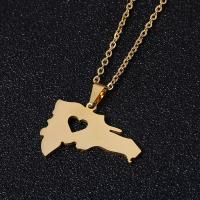 Stainless Steel Jewelry Necklace 304 Stainless Steel Map Vacuum Ion Plating fashion jewelry & Unisex gold Length 20 Inch Sold By PC