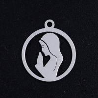 Stainless Steel Jewelry Necklace, 201 Stainless Steel, Virgin Mary, Vacuum Ion Plating, fashion jewelry & DIY & Unisex & different size for choice, more colors for choice, 5PCs/Bag, Sold By Bag