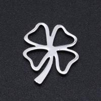 Stainless Steel Jewelry Necklace, 201 Stainless Steel, Four Leaf Clover, Vacuum Ion Plating, fashion jewelry & DIY & Unisex, more colors for choice, 15x12.50mm, 5Pairs/Bag, Sold By Bag