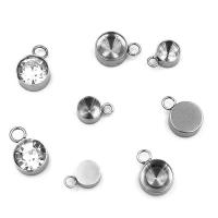 Stainless Steel Pendant Setting, 304 Stainless Steel, Vacuum Plating, DIY & different size for choice, silver color, 100PCs/Bag, Sold By Bag