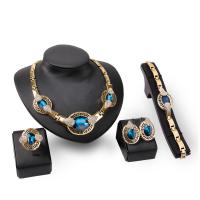 Tibetan Style Jewelry Sets, finger ring & bracelet & earring & necklace, with Crystal, Oval, 18K gold plated, 4 pieces & for woman & with rhinestone, more colors for choice, nickel, lead & cadmium free, 208mm, 27x35mm, 35x31mm, US Ring Size:6-8, Length:Approx 18 Inch, Sold By Set