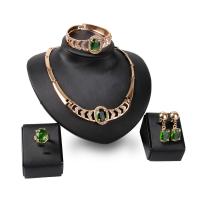 Zinc Alloy Jewelry Sets finger ring & bracelet & earring & necklace with Crystal 18K gold plated 4 pieces & for woman & with rhinestone & hollow nickel lead & cadmium free 65mm  US Ring Length Approx 17.1 Inch Sold By Set