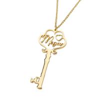 Stainless Steel Jewelry Necklace, 304 Stainless Steel, with 1.97inch extender chain, Key, Vacuum Ion Plating, Each custom text must be less than 10 letters & fashion jewelry & Unisex, more colors for choice, Length:Approx 17.72 Inch, Sold By PC