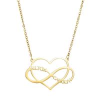 Stainless Steel Jewelry Necklace 304 Stainless Steel with 1.97inch extender chain Heart Vacuum Ion Plating Each custom text must be less than 10 letters & fashion jewelry & Unisex Length Approx 17.72 Inch Sold By PC