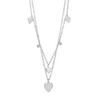 Stainless Steel Jewelry Necklace 304 Stainless Steel with 2.36inch extender chain Heart Vacuum Ion Plating fashion jewelry & micro pave cubic zirconia & for woman Length Approx 14.96 Inch Sold By PC