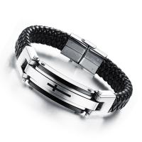 Bijoux bracelet en acier inoxydable, Acier inoxydable 304, bijoux de mode & pour homme, noire, Longueur:Environ 8.66 pouce, Vendu par PC