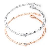 Stainless Steel Jewelry Bracelet 304 Stainless Steel with 2.17inch extender chain Vacuum Ion Plating fashion jewelry & micro pave cubic zirconia & for woman Length Approx 6.89 Inch Sold By PC
