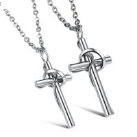 Couple Necklace 304 Stainless Steel with 1.96inch extender chain Cross stoving varnish fashion jewelry & Unisex Length Approx 19.6 Inch Approx 17.7 Inch Sold By PC