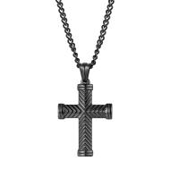 Stainless Steel Jewelry Necklace 304 Stainless Steel with 1.97inch extender chain Cross Vacuum Ion Plating fashion jewelry & Unisex Length Approx 22.44 Inch Sold By PC