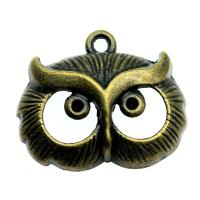 Zink Alloy Animal Hängen, Owl, plated, DIY, antik guldfärg, 24x20mm, Säljs av PC
