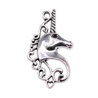 Tibetan Style Animal Pendants, Unicorn, plated, silver color, 37x21mm, Sold By PC