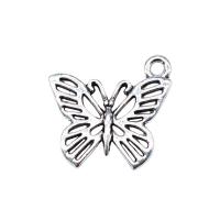 Tibetan Style Animal Pendants, Butterfly, plated, silver color, 19x18mm, Sold By PC