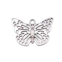 Zinc Alloy Animal Pendants Butterfly plated silver color Sold By PC