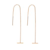 Brass Thread Through Earrings, for woman, golden, 50x8mm, Sold By Pair