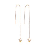 Brass Thread Through Earrings, micro pave cubic zirconia & for woman, golden, 110x6mm, Sold By Pair