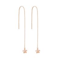 Brass Thread Through Earrings, micro pave cubic zirconia & for woman, golden, 110x9mm, Sold By Pair