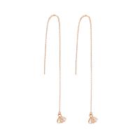 Brass Thread Through Earrings, micro pave cubic zirconia & for woman, golden, 110x8mm, Sold By Pair
