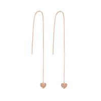 Brass Thread Through Earrings, micro pave cubic zirconia & for woman, golden, 110x7mm, Sold By Pair
