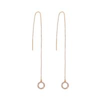 Brass Thread Through Earrings, micro pave cubic zirconia & for woman, golden, 110x8mm, Sold By Pair