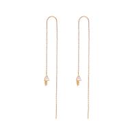 Brass Thread Through Earrings, for woman, golden, 70mm, Sold By Pair