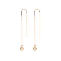 Brass Thread Through Earrings, micro pave cubic zirconia & for woman, golden, 70x6mm, Sold By Pair