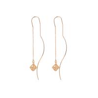 Brass Thread Through Earrings, micro pave cubic zirconia & for woman, golden, 40x10mm, Sold By Pair