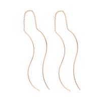 Brass Thread Through Earrings, for woman, golden, 53x1mm, Sold By Pair