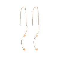 Brass Thread Through Earrings, for woman, golden, 53x5mm, Sold By Pair