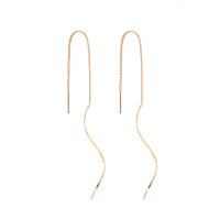 Brass Thread Through Earrings, for woman, golden, 58x7mm, Sold By Pair