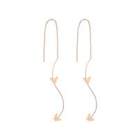 Brass Thread Through Earrings, for woman, golden, 53x7mm, Sold By Pair