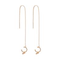 Brass Thread Through Earrings, for woman, golden, 140.10x11mm, Sold By Pair