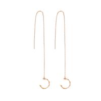Brass Thread Through Earrings, for woman, golden, 131.40x14mm, Sold By Pair