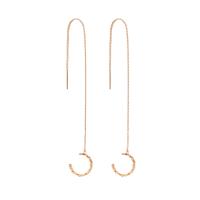 Brass Thread Through Earrings, for woman, golden, 130x14mm, Sold By Pair