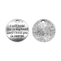 Tibetan Style Message Pendants, Round, antique silver color plated, vintage & Unisex, nickel, lead & cadmium free, 22x22mm, Sold By PC