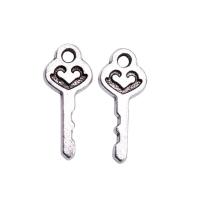 Tibetan Style Key Pendants, antique silver color plated, vintage & Unisex, nickel, lead & cadmium free, 7x17mm, Sold By PC