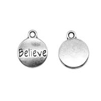 Zinc Alloy Message Pendants Round antique silver color plated vintage & Unisex nickel lead & cadmium free Sold By PC