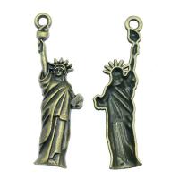Cink Alloy Privjesci, Lady Liberty, pozlaćen, Berba & bez spolne razlike, više boja za izbor, nikal, olovo i kadmij besplatno, 14x49mm, Prodano By PC