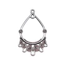 Tibetan Style Connector, Teardrop, antique silver color plated, vintage & 1/5 loop, nickel, lead & cadmium free, 37x23mm, Sold By PC
