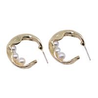 Tibetan Style Stud Earring, with Plastic Pearl, KC gold color plated, vintage & different size for choice & for woman & with rhinestone, more colors for choice, nickel, lead & cadmium free, Sold By Pair