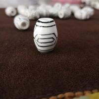 Printing Porcelain Beads barrel hand drawing DIY white and black Approx Sold By Bag