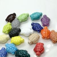 Perles en porcelaine émaillées, tortue, vernissé, DIY, plus de couleurs à choisir, 18x13x7mm, Environ 100PC/sac, Vendu par sac