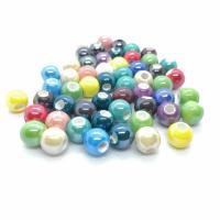 Perles en porcelaine émaillées, Rond, vernissé, DIY, couleurs mélangées, 10mm, Environ 100PC/sac, Vendu par sac
