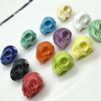 Glasierte Porzellan Perlen, Schädel, glaciert, DIY, keine, 13x14mm, ca. 100PCs/Tasche, verkauft von Tasche