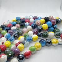 Glazed Porcelain Beads, Round, DIY & two tone, more colors for choice, 14mm, Approx 100PCs/Bag, Sold By Bag