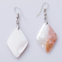 Shell Earrings with Zinc Alloy Rhombus silver color plated fashion jewelry Sold By Pair
